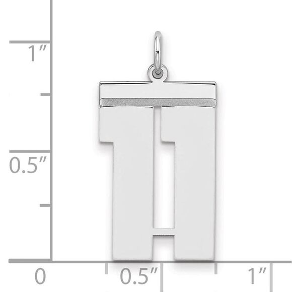 Sterling Silver, Athletic Collection, Large Polished Number 11 Pendant - Picture 2 of 3